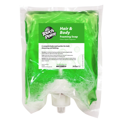 Touch Point Luxury Foam Hair   Body Soap  Green 1000 ml 4 cs