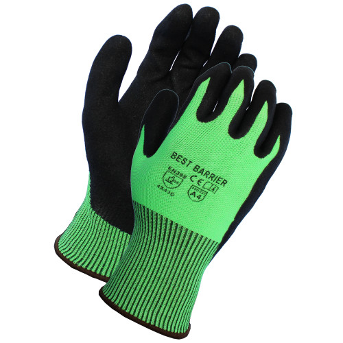 A4  DD SANDY NITRILE COATED GLOVE  IE SHELL  LIM BLK  13G  S
