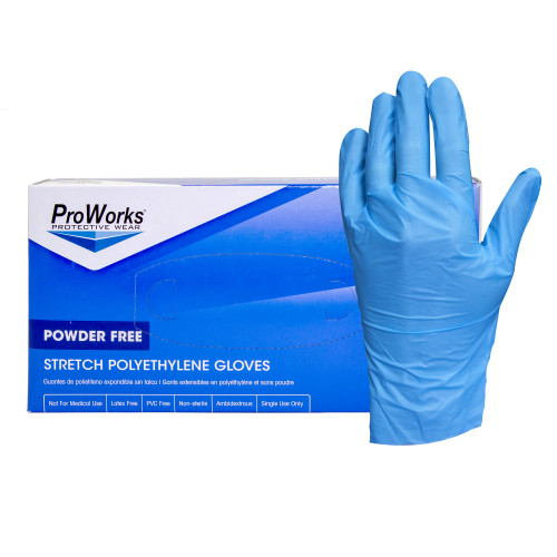 PROWORKS STRETCH POLY GLOVES  BLUE VARIES  10 200  SMALL