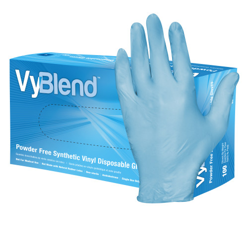 SYNTHETIC VINYL POWDER FREE DISPOSABLE GLOVES BLUE-LG 10 100