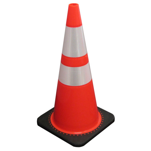 CONE 28  HIGH ORANGE WITH 4  AND 6  REFLECTIVE COLLARS